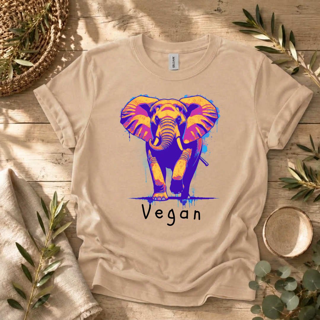 Grunge Vegan Elephant T-Shirt