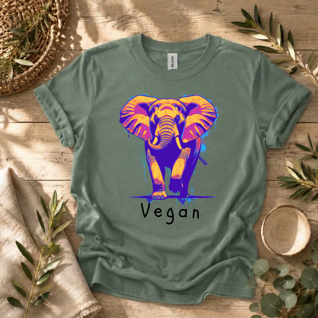 Grunge Vegan Elephant T-Shirt