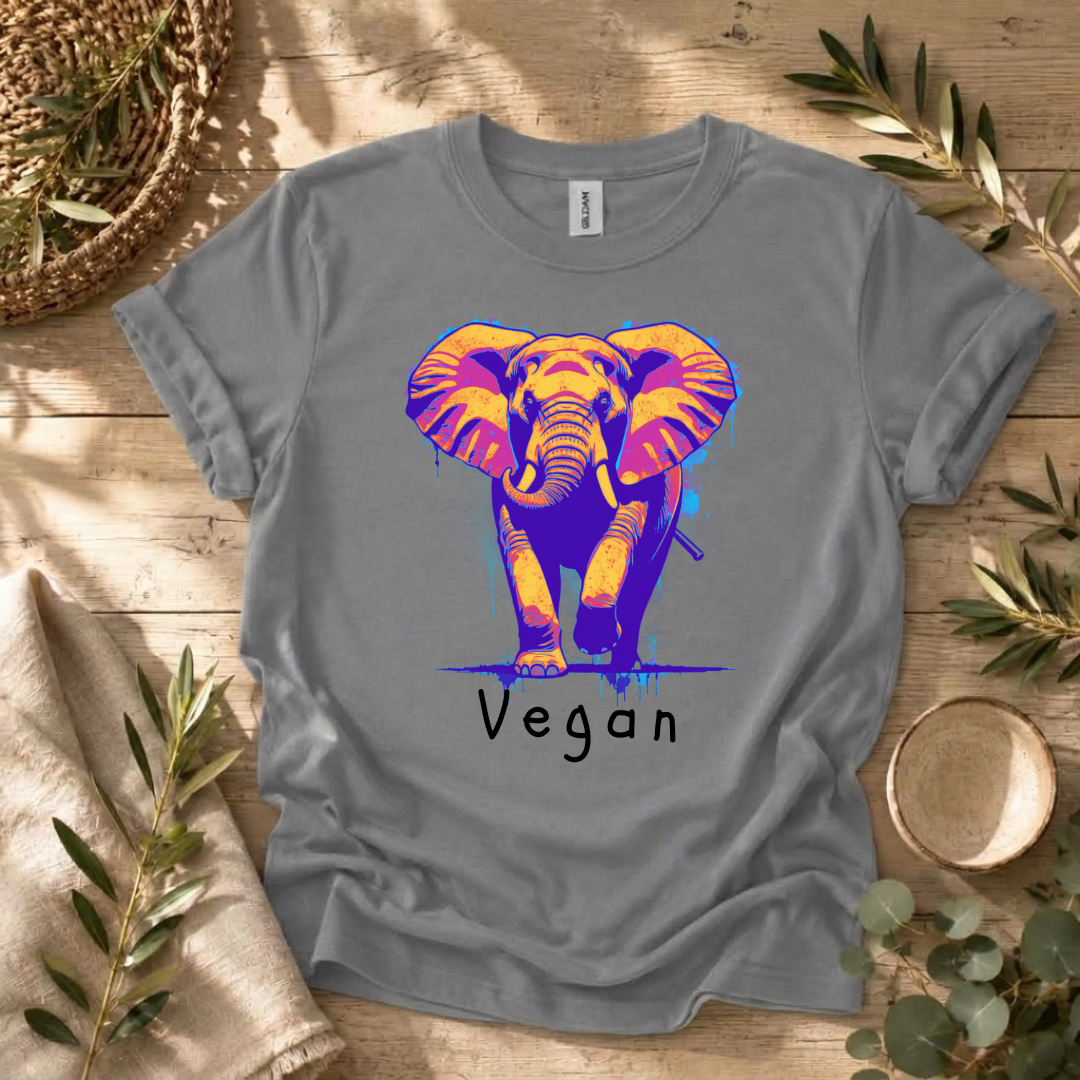 Grunge Vegan Elephant T-Shirt